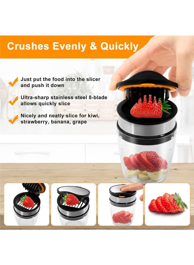 SHABILI Compact Fruit Slicer Cup for Soft Fruit and Eggs, Stainless Steel Kitchen Slicing Tool for Home Use, Speed Fruit Slicer with Detachable Cup Slicer, Slicer Fruit Cutter and Strawberry Slicer - Image 2